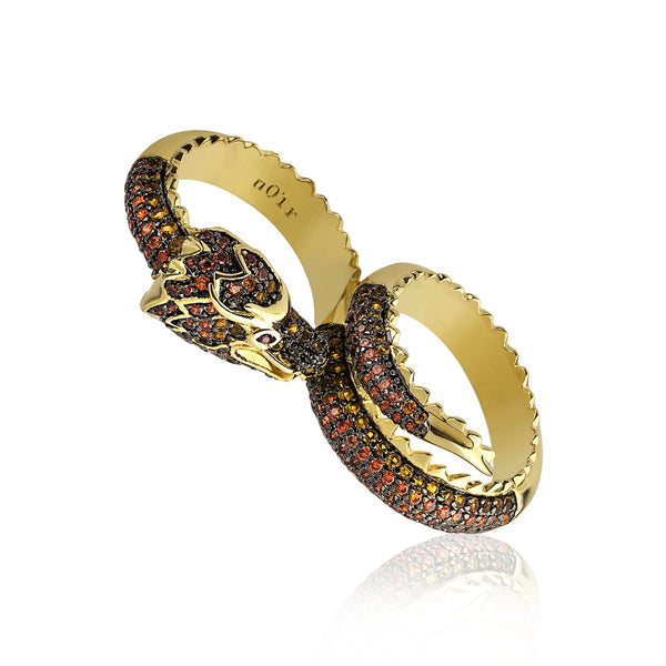 noir jewelry Dragon Two Finger Ring
