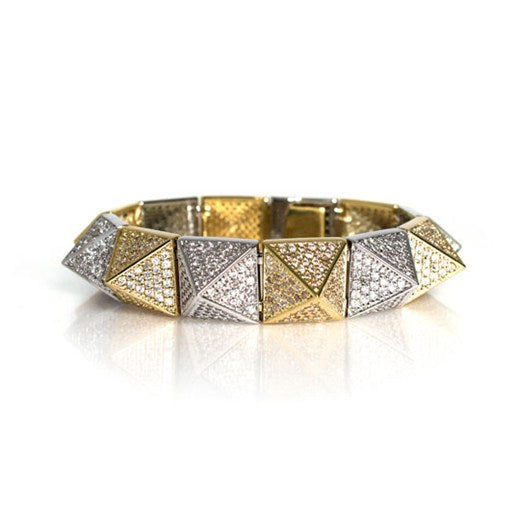 noir jewelry Dual Pave Pyramid Stud Bracelet
