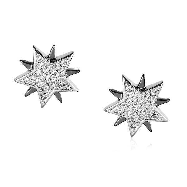 noir jewelry Etoille Earrings-Rhodium