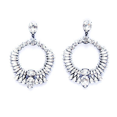 noir jewelry Gilded Crystal Hoop Earrings