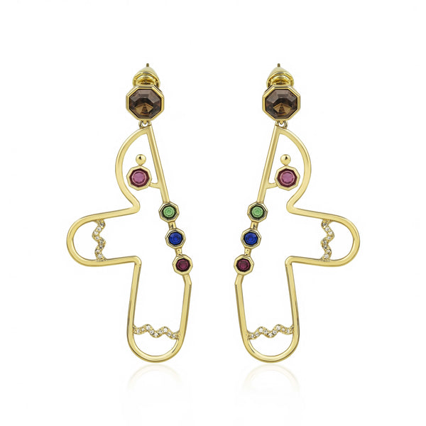 noir jewelry Gingerbread Man Outline Earrings