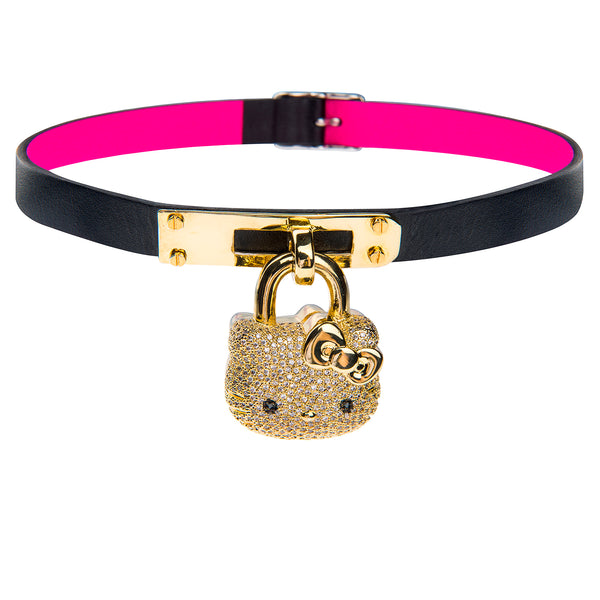 noir jewelry Hello Kitty Leather Choker Necklace