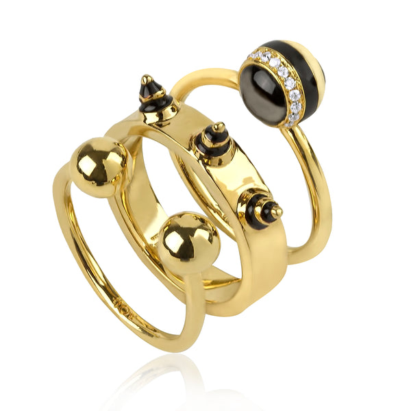noir jewelry Hive Ring Set