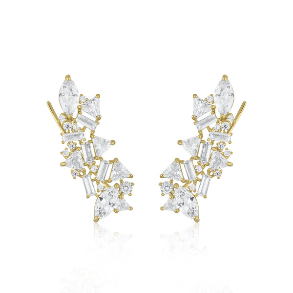 noir jewelry La Lueur Creeper Earrings-Gunmetal