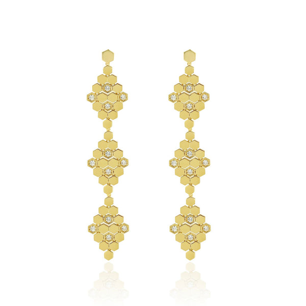 noir jewelry Lattice 3 Tier Earring