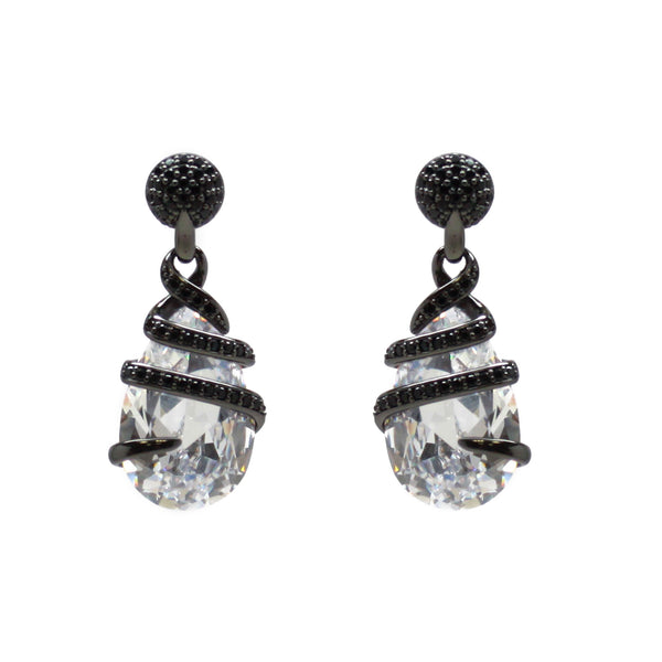 noir jewelry Leza Spiral Hugging CZ Earrings