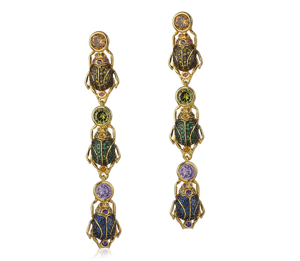 noir jewelry Linked Beetle Earrings