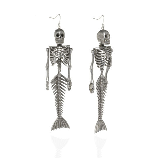 noir jewelry Mermaid Skeleton Dangle Earrings
