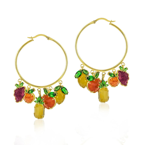 noir jewelry Mixed Fruit Hoops