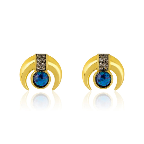 noir jewelry Moon Stud Earrings