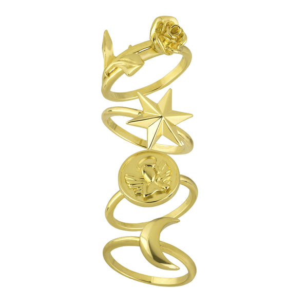 noir jewelry Multi Charm Ring Set-8