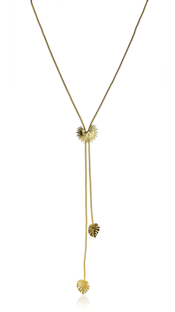 noir jewelry PALM LEAVES NECKLACE