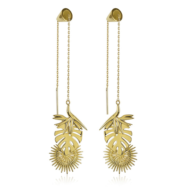 noir jewelry PALM LEAVES TRIO EARRINGS