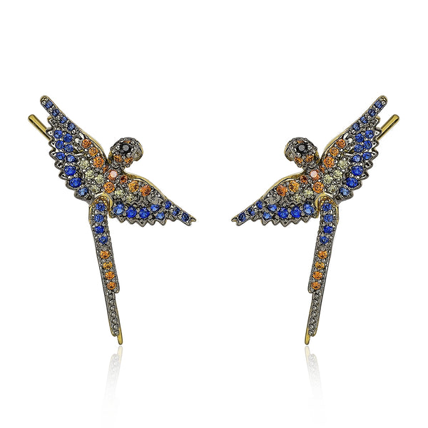 noir jewelry Parrot Climber Earrings