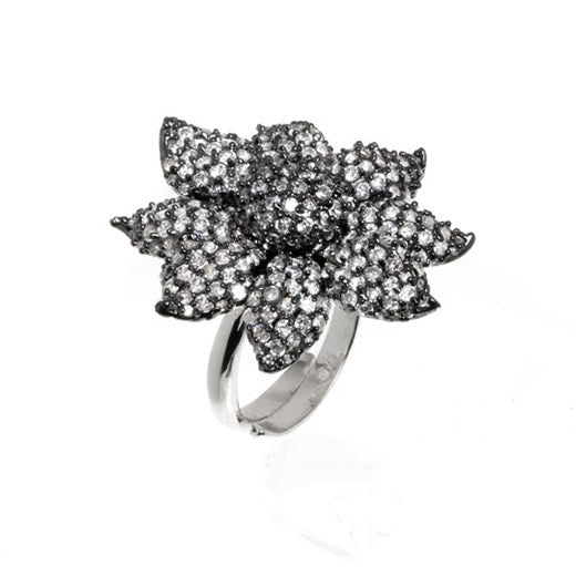 noir jewelry Pave Flower Ring
