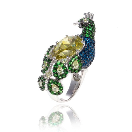noir jewelry Penny the Peacock Ring