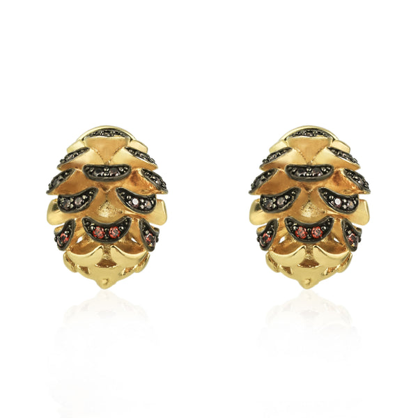 noir jewelry Pinecone Stud Earrings