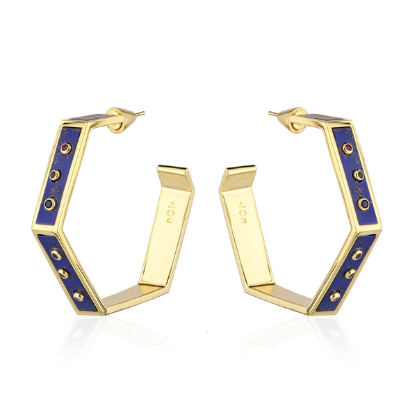 noir jewelry Polygon Hoop Earrings
