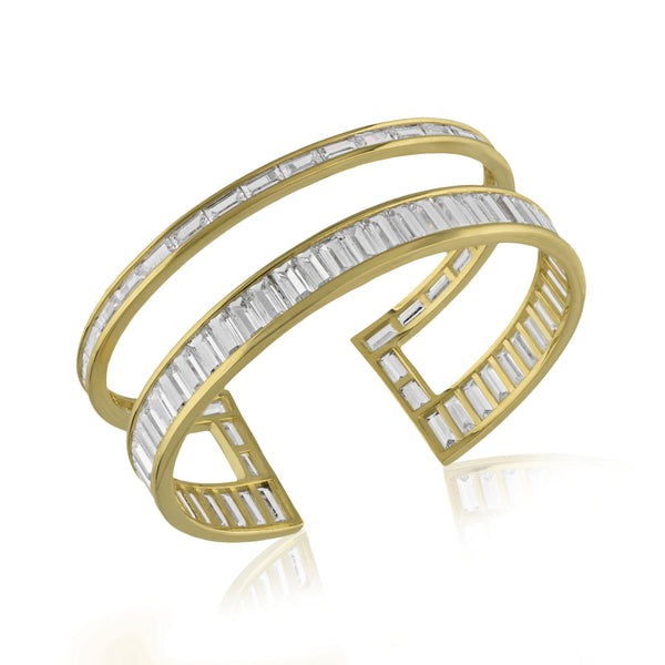 noir jewelry Rangées Cuff Bracelet-Rhodium