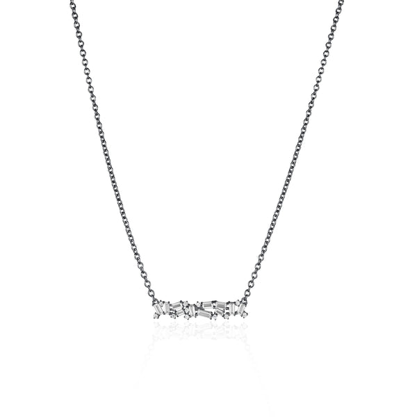 noir jewelry Récolter Small Necklace-Rhodium