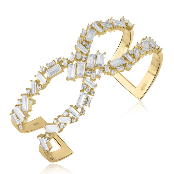 noir jewelry Récolter X Cuff Bracelet-Rhodium