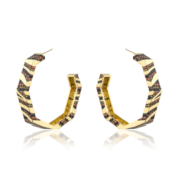 noir jewelry Rhinestones Polygon Hoop Earrings