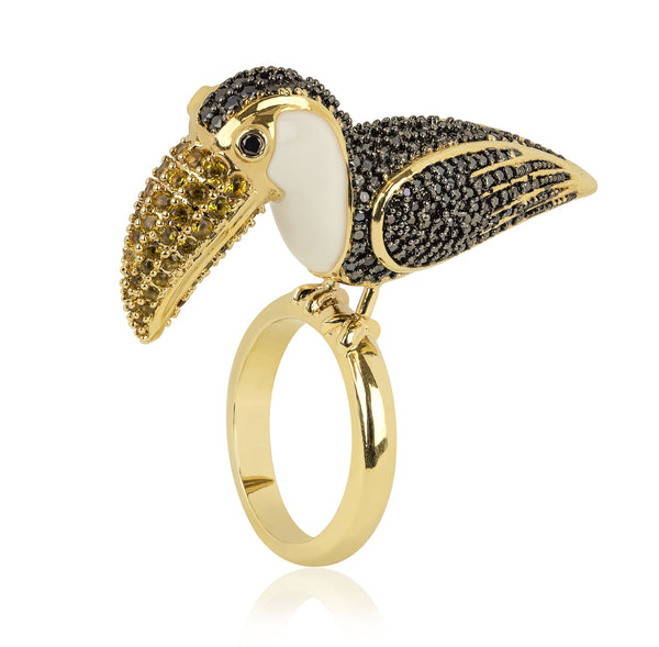 noir jewelry RIO PARROT RING