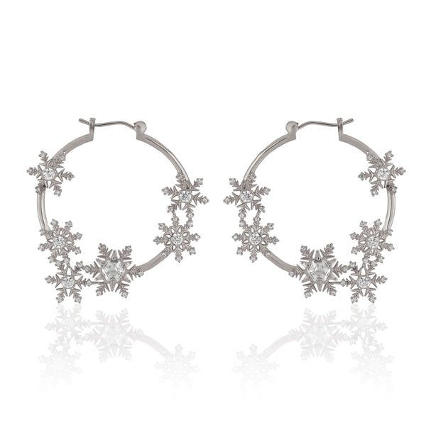 noir jewelry Snowflake Hoop Earrings