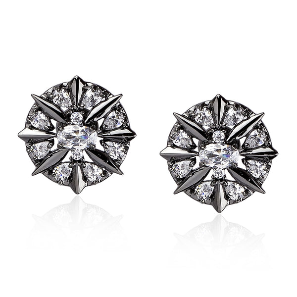 noir jewelry SOLARIS EARRING - Rhodium
