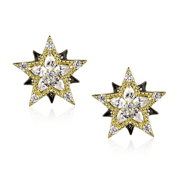 noir jewelry Stellar Earrings-Rhodium