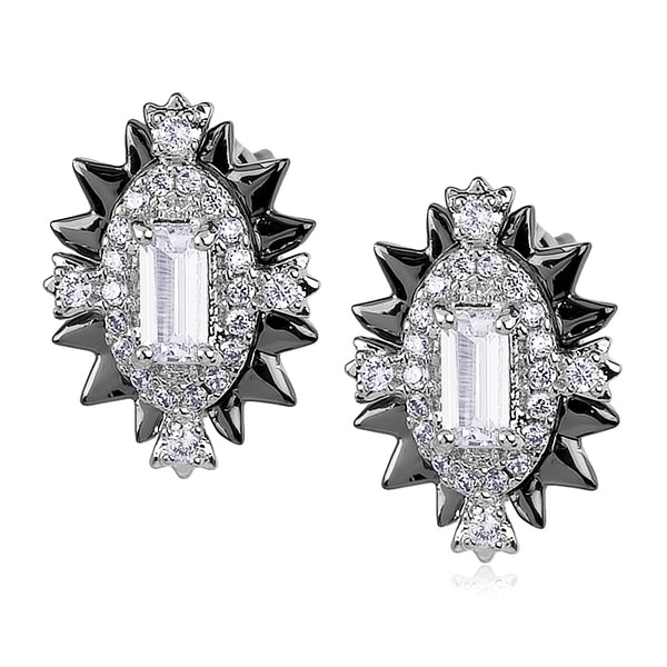 noir jewelry Strobe Earrings-Rhodium