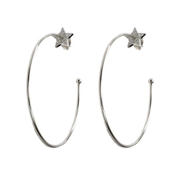 noir jewelry Tahira Pave Star Post Hoop Earrings