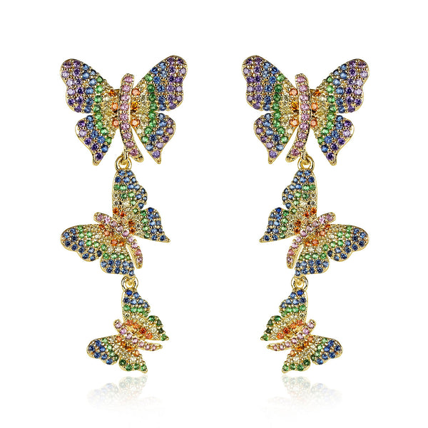 noir jewelry TRIPLE BUTTERFLY EARRINGS