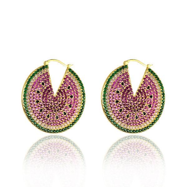 noir jewelry WATERMELON HOOP EARRING