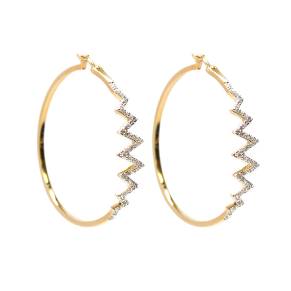noir jewelry Zig Zag Pave Hoop Earrings