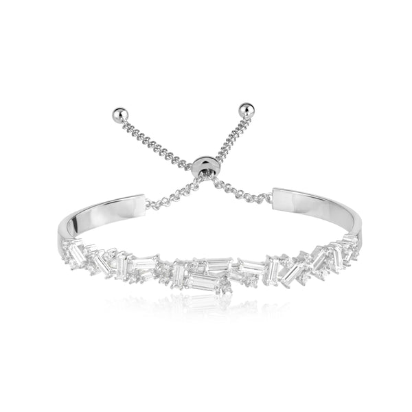 noir jewelry Récolter Half Cuff Toggle Bracelet-Rhodium