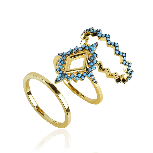 noir jewelry Sea Level Stackable Rings White Opal/gold Size 8
