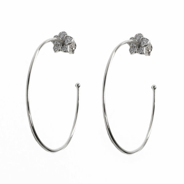 noir jewelry Vanessa Pave Flower Post Hoop Earrings