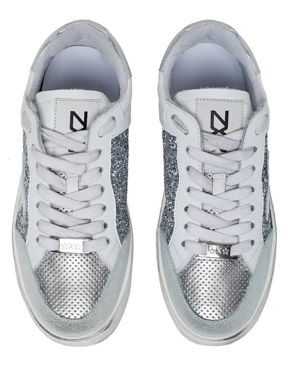 Nokwol Paris Leather White/Silver Glitter
