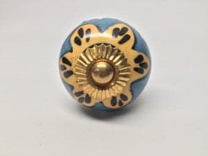 nomadic state of mind Drawer Pull Light Blue Yellow Gold Center