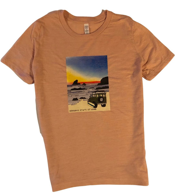 nomadic state of mind T Shirt Girls Beach Truck Peach
