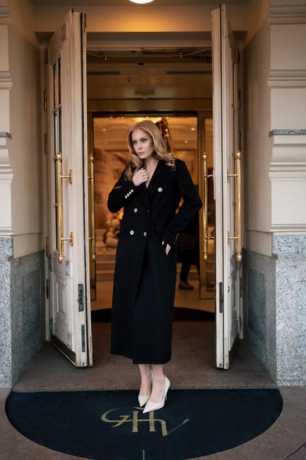 Nomi Fame MEGHAN CASHMERE COAT Black