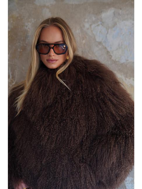 Nomi Fame SHEARLING CHOCOLATE JACKET Brown