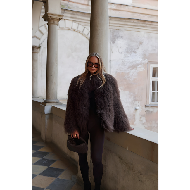 Nomi Fame SHEARLING CHOCOLATE JACKET Brown