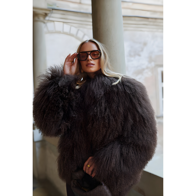 Nomi Fame SHEARLING CHOCOLATE JACKET Brown