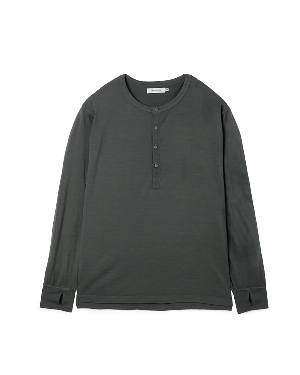 Nonnative DWELLER L/S HENRY NECK TEE MERINO WOOL OVERDYED