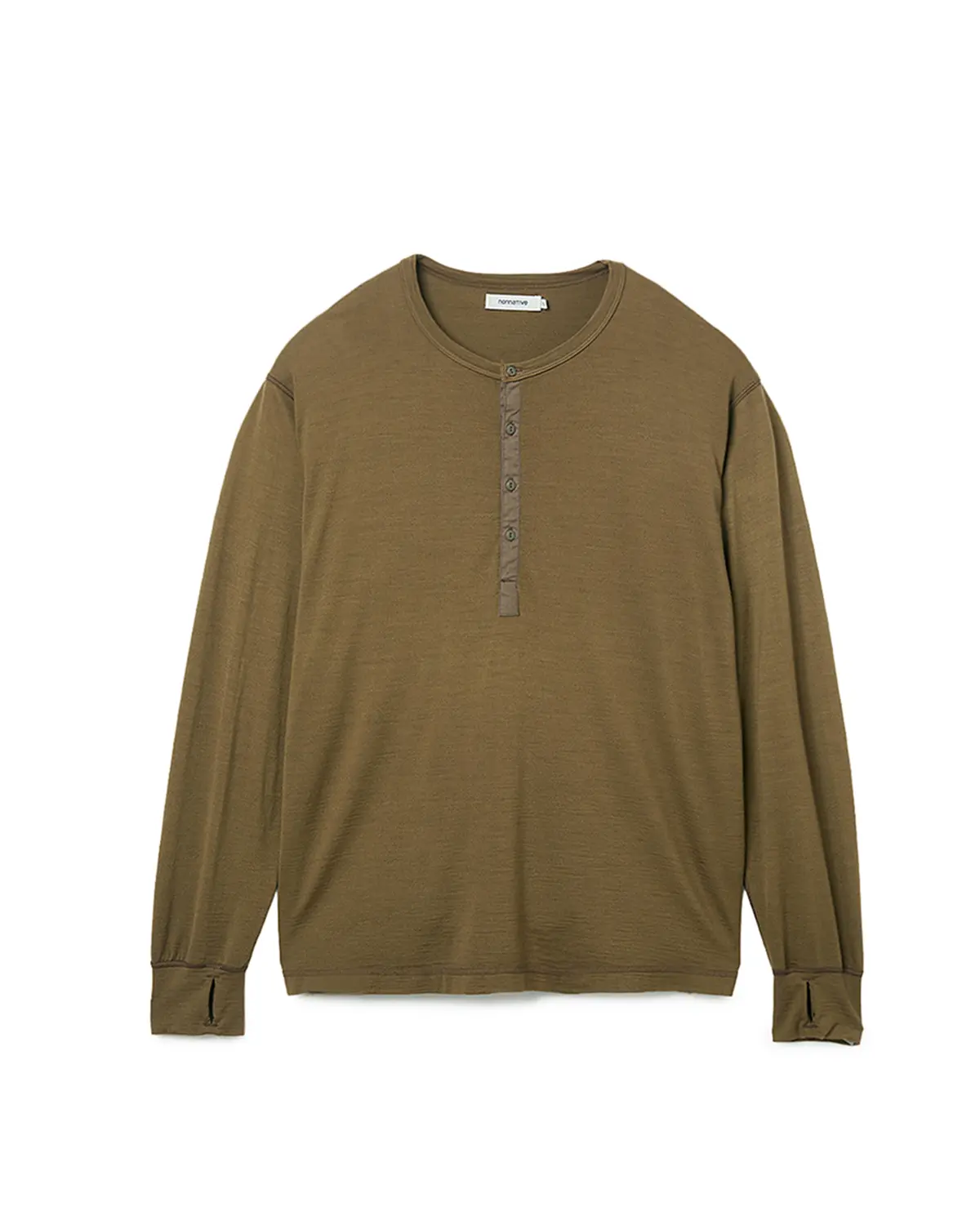 nonnative DWELLER L/S HENRY NECK TEE MERINO WOOL OVERDYED