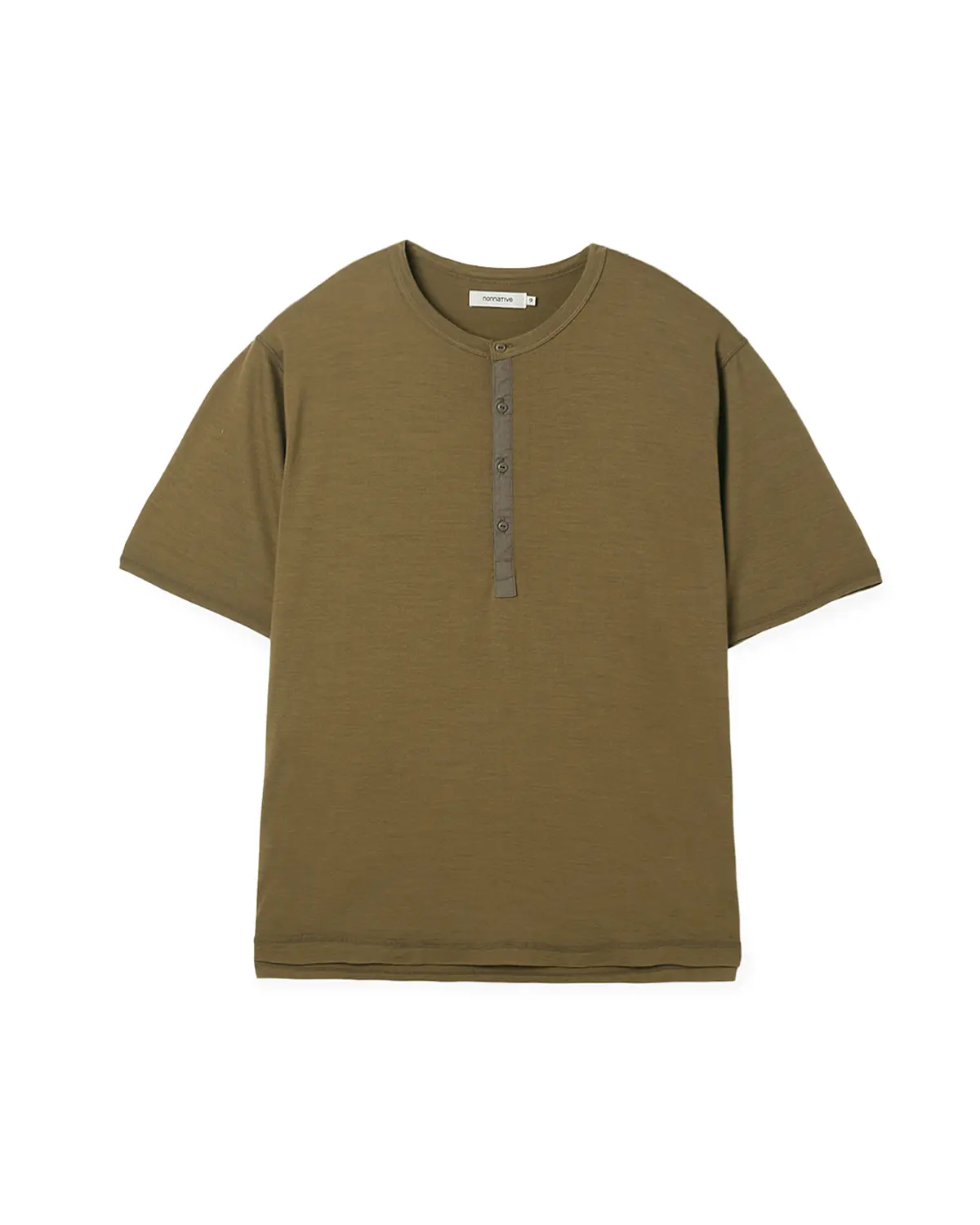 nonnative DWELLER S/S HENRY NECK TEE MERINO WOOL OVERDYED