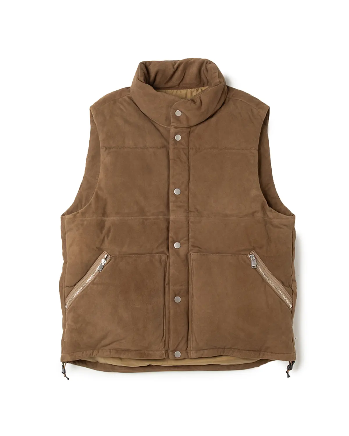 nonnative EXPLORER DOWN VEST SHEEP LEATHER WITH WINDSTOPPER®