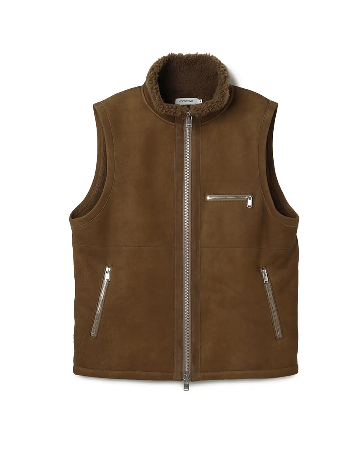 nonnative HUNTER VEST SHEEP NUBUCK MOUTON LEATHER